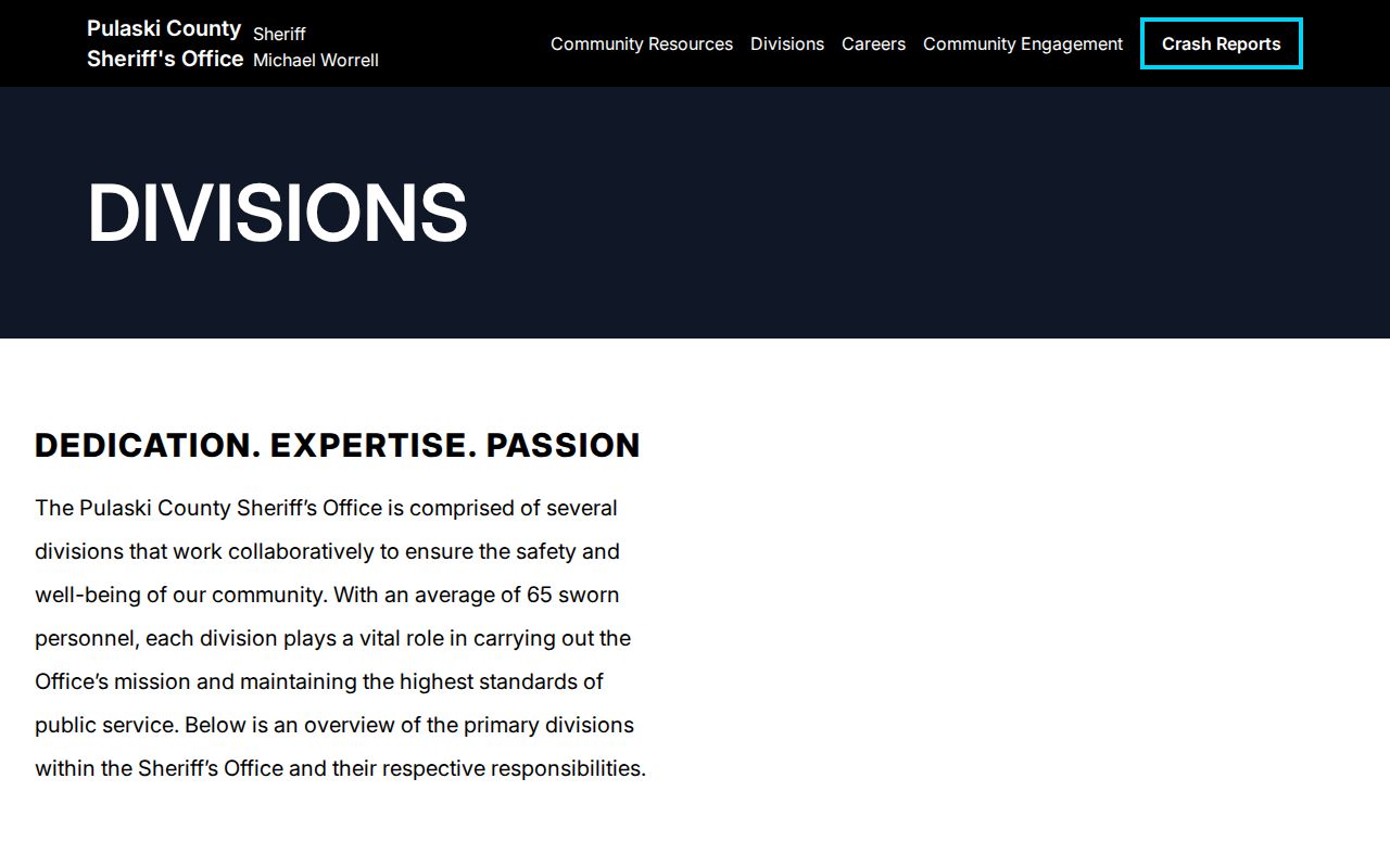 Pulaski County Sheriff Civil Process and Court Services page
