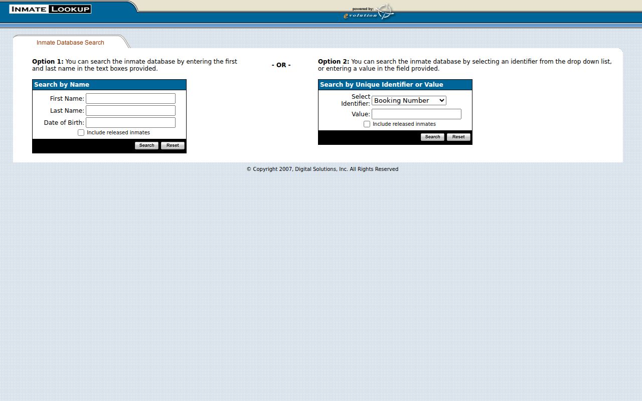 New River Valley Regional Jail custody lookup page