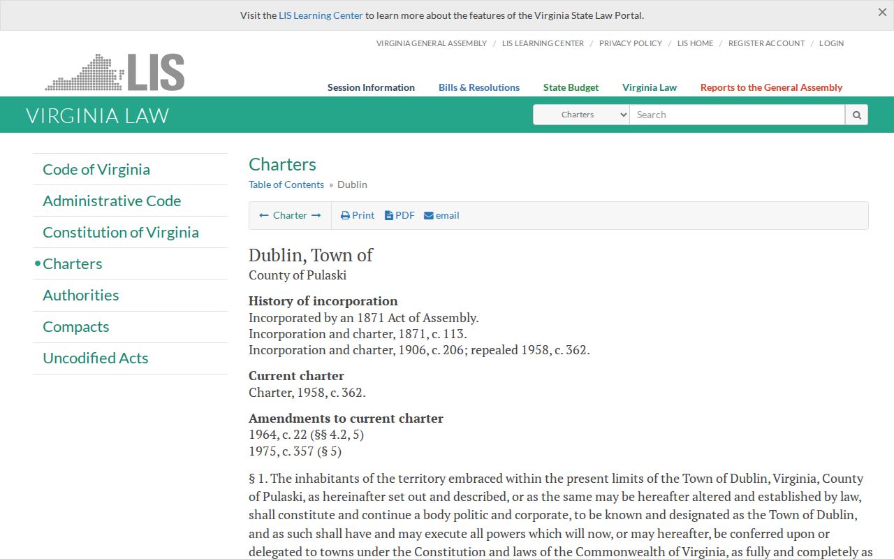 Dublin charter section describing local police justice and issuing justices